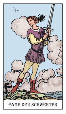 Tarotkarte Bube der Schwerter