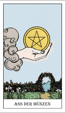 Tarotkarte Ass der Münzen