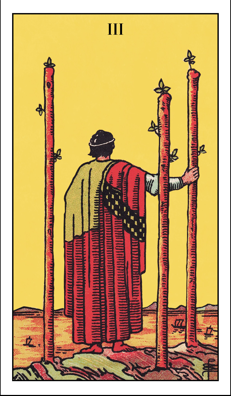 Tarotkarte Drei der Stäbe
