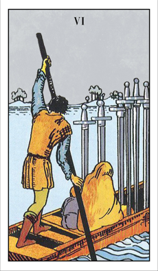 Tarotkarte Sechs der Schwerter